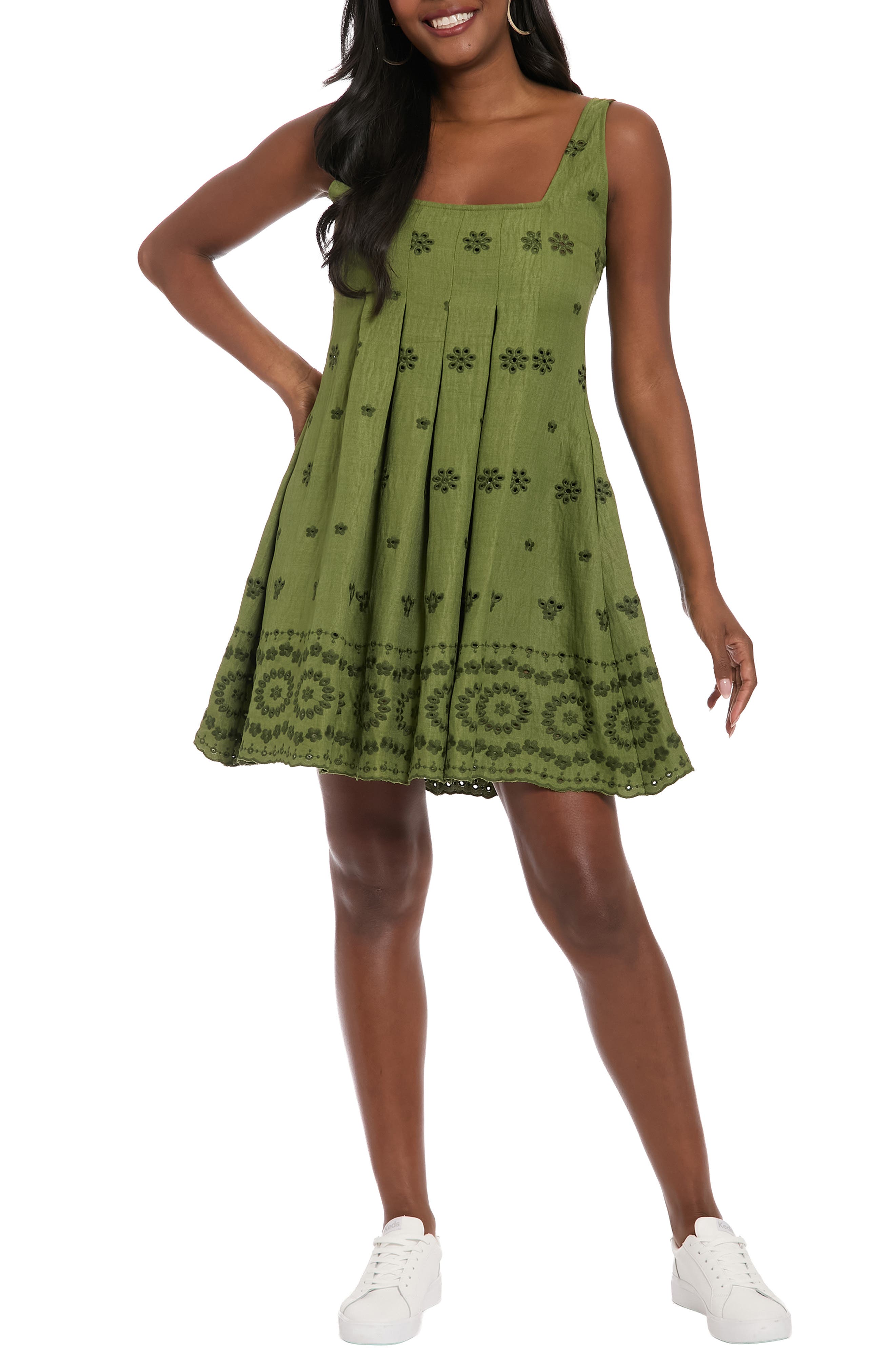 London Times Inverted Release Pleat Trapeze Dress