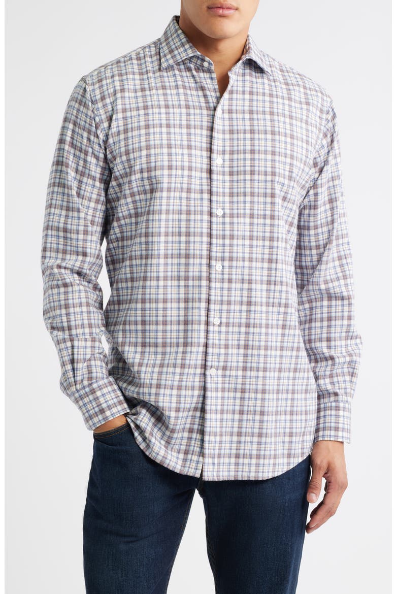 Waynesville Plaid Button-Up Flannel Shirt, Main, color, WINTER IVORY