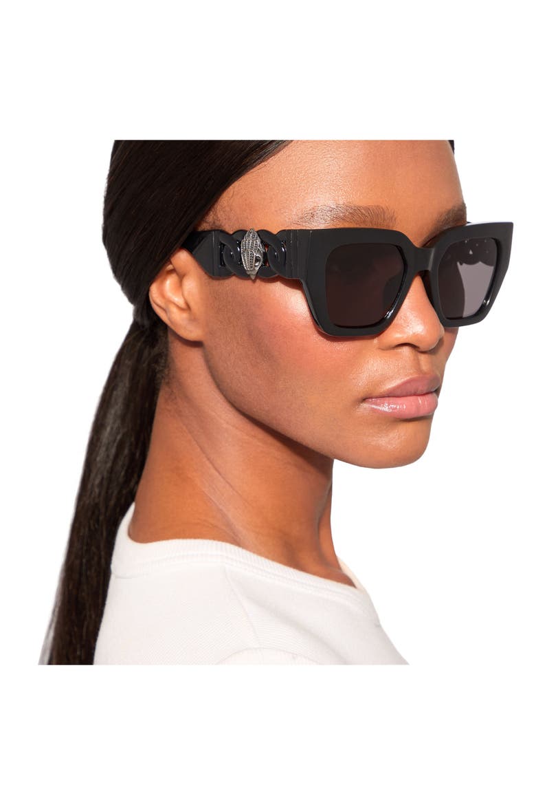 52mm Cat Eye Sunglasses, Alternate, color, BLACK/ SMOKE