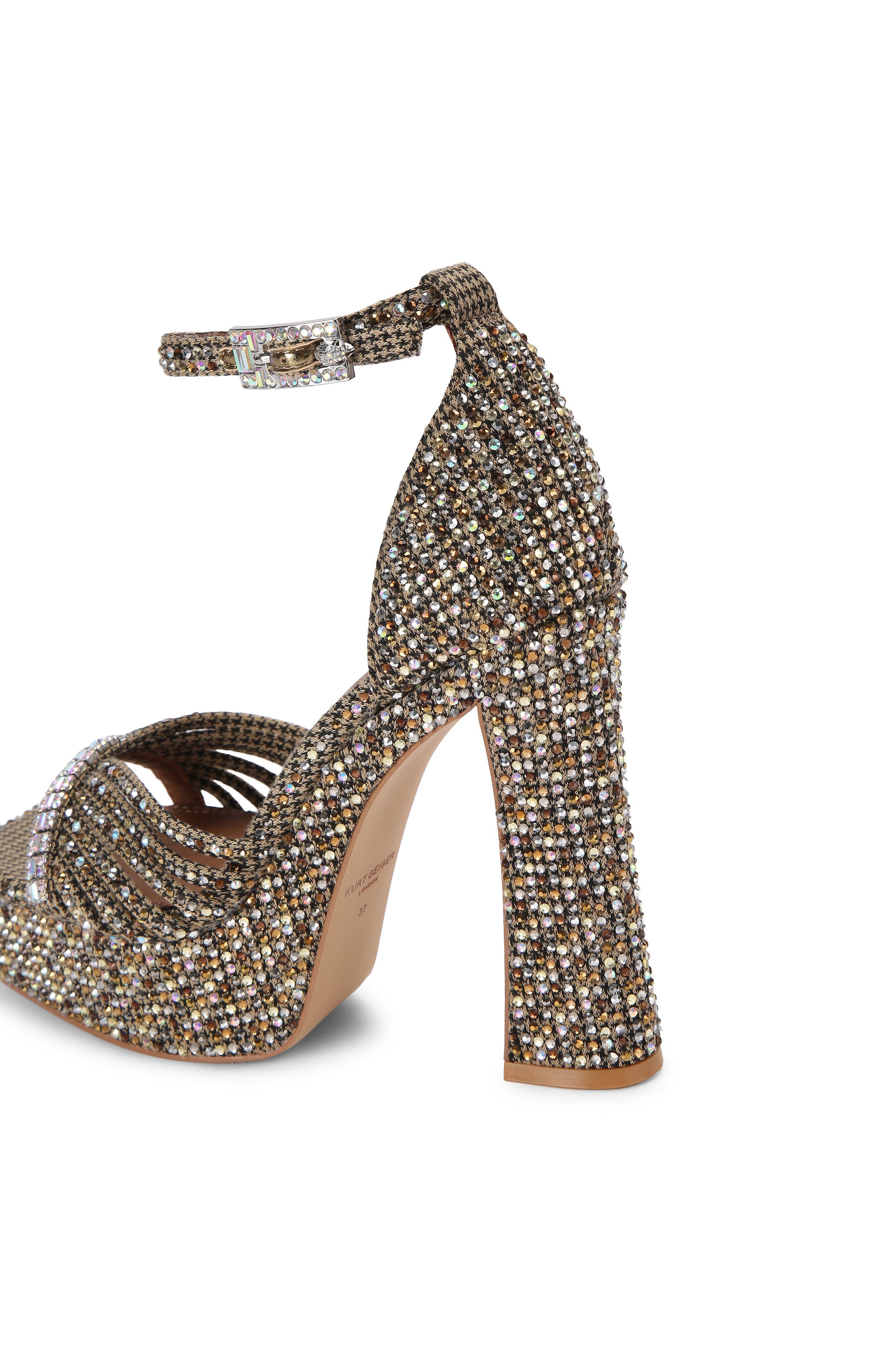 Kurt Geiger London Crystal Ankle Strap Platform Sandal, Alternate, color, Beige Metallic