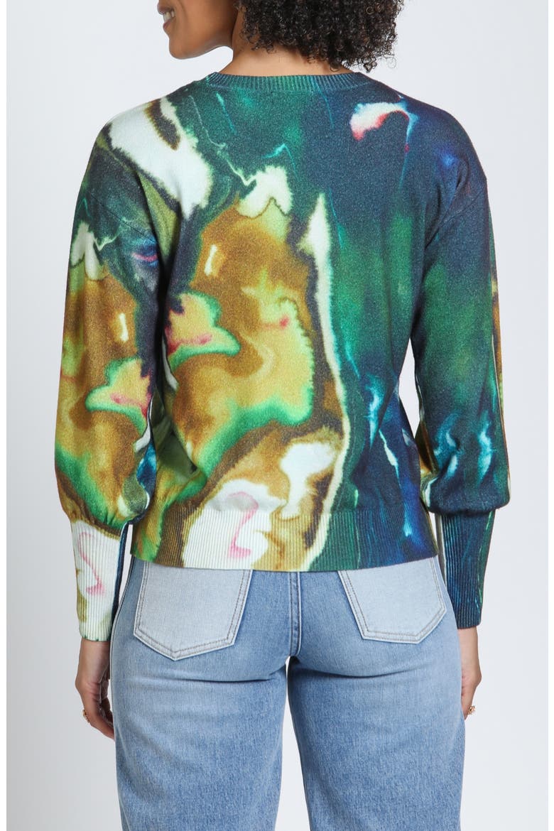 Liquid Marble Crewneck Sweater, Alternate, color, FOREST/SULPHUR