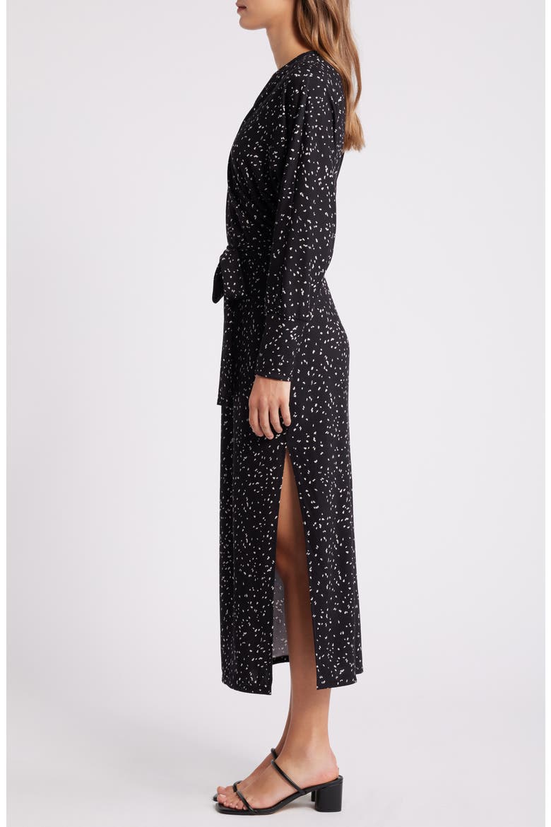 Long Sleeve Faux Wrap Dress, Alternate, color, BLACK