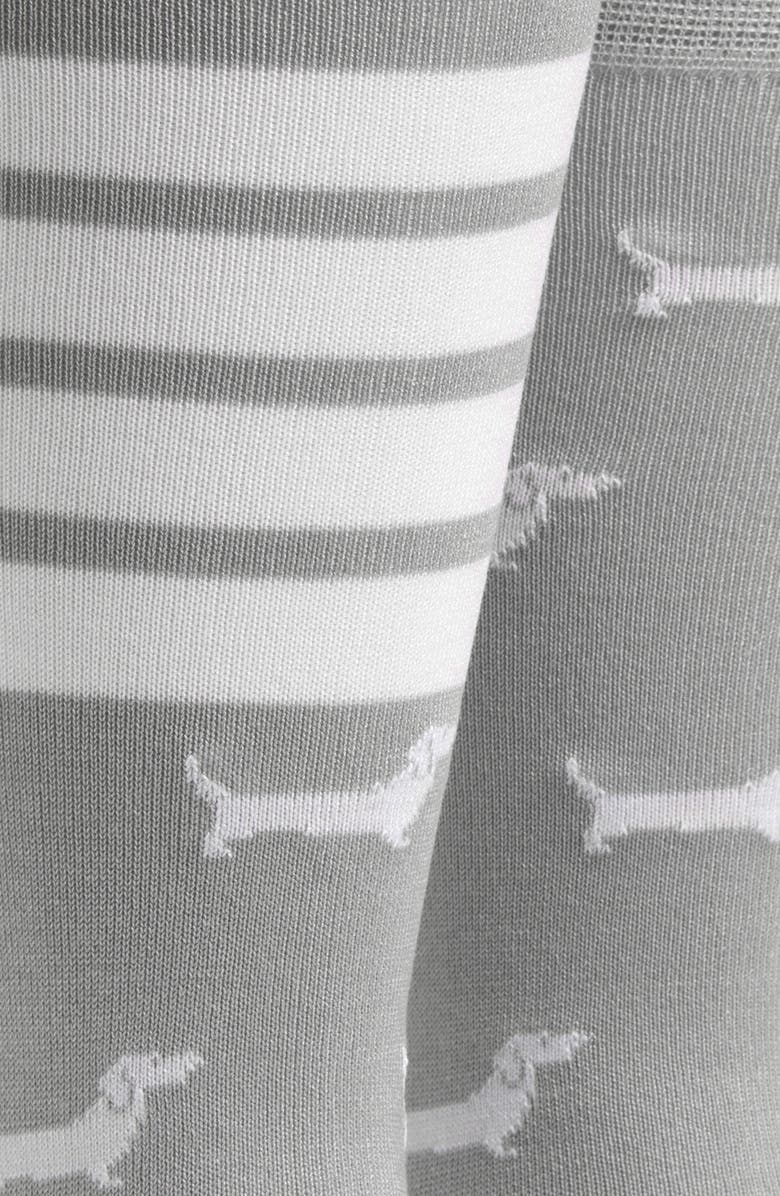 Thom Browne 4-Bar Hector Jacquard Crew Socks, Alternate, color, Light Grey