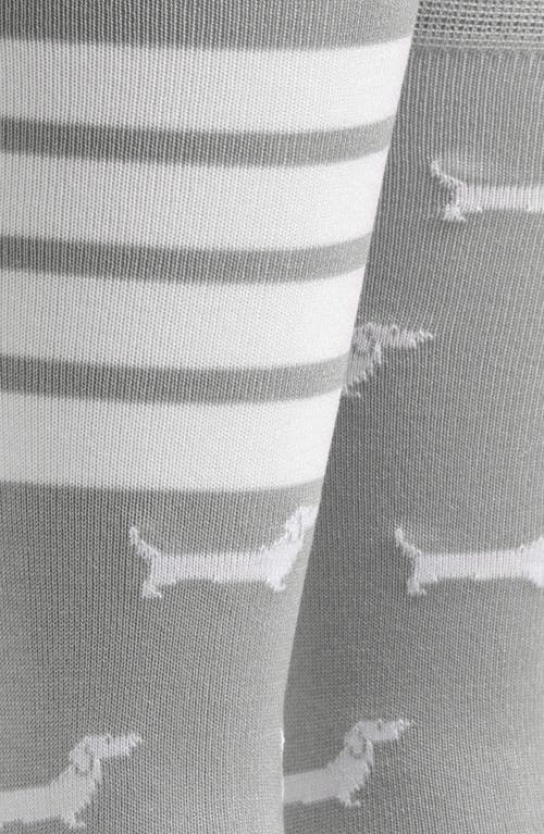 Thom Browne Printed-motif Socks In Light Grey