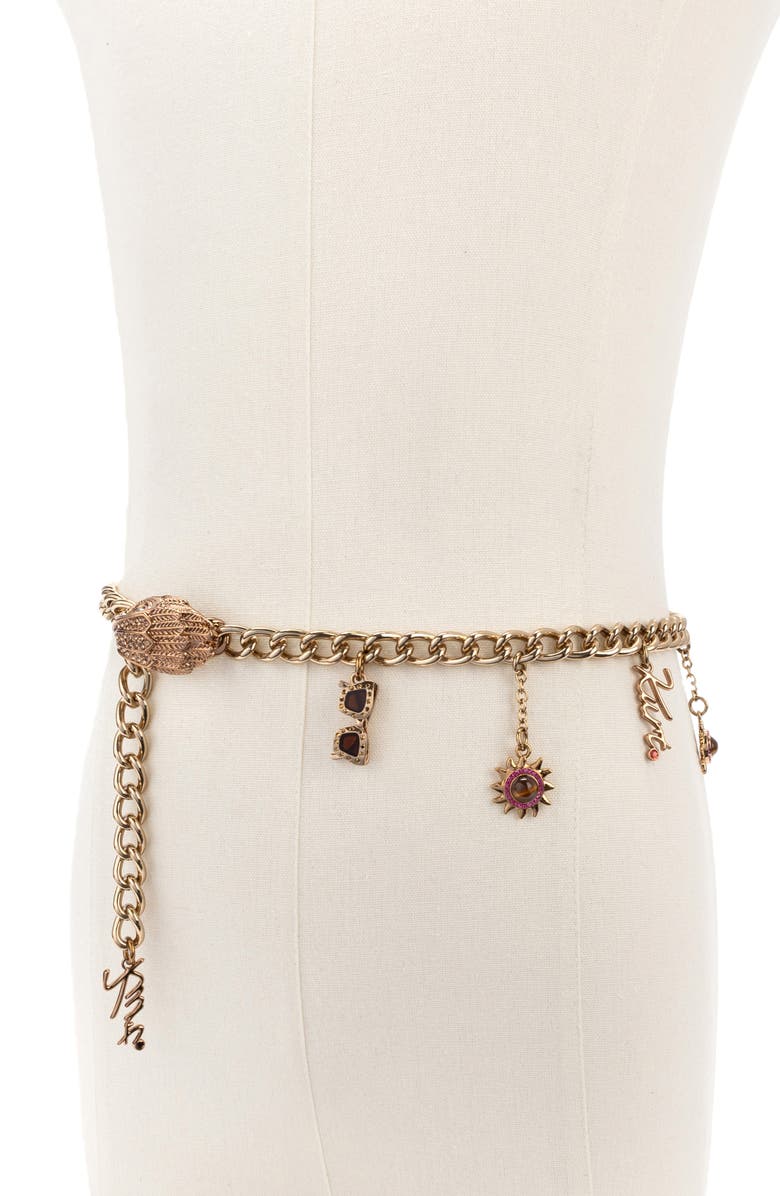 Kurt Geiger London Sun Charm Chain Belt, Alternate, color, Gold