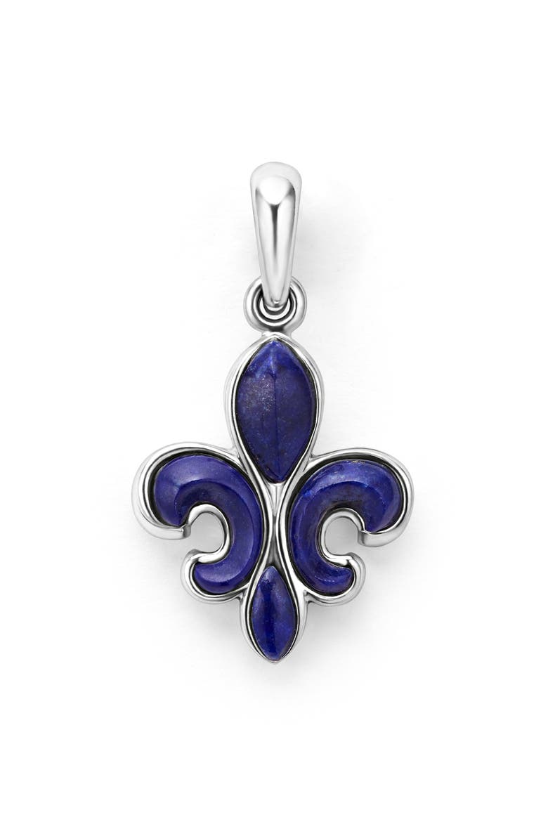 Men's Anthem Sterling Silver Lapis Lazuli Fleur-de-Lis Amulet, Main, color, SILVER