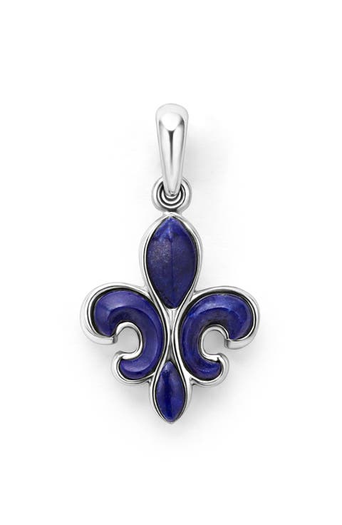 Men's Anthem Sterling Silver Lapis Lazuli Fleur-de-Lis Amulet