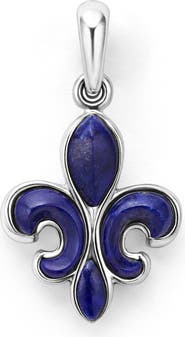 LAGOS Men's Anthem Sterling Silver Lapis Lazuli Fleur-de-Lis Amulet