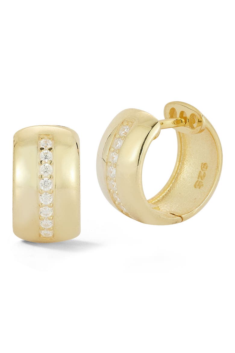 Cubic Zirconia Huggie Hoop Earrings, Main, color, GOLD
