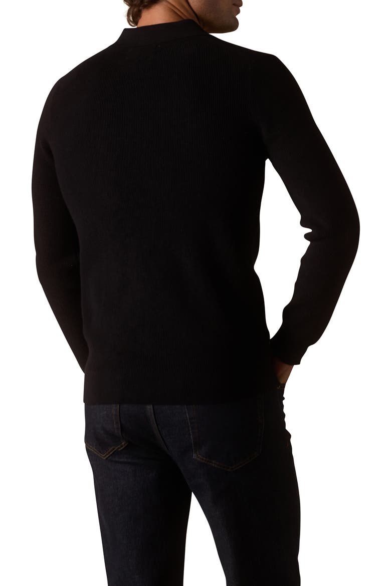 Robles Long Sleeve Waffle Cotton Polo Sweater, Alternate, color, BLACK