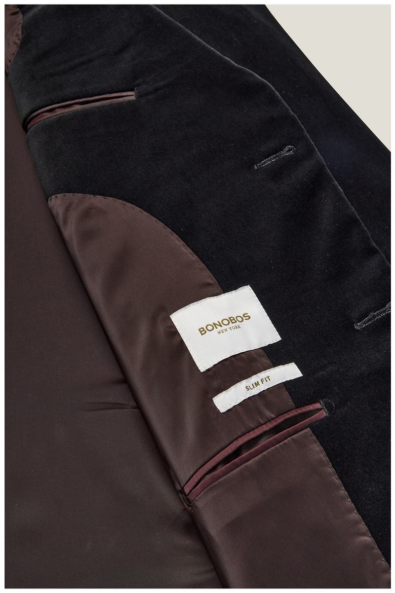 Jetsetter Slim Fit Velvet Blazer, Alternate, color, BLACK