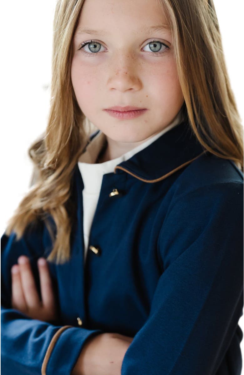 Hope & Henry Girls' Ponte Collared Jacket, Kids, Alternate, color, Navy Quilted