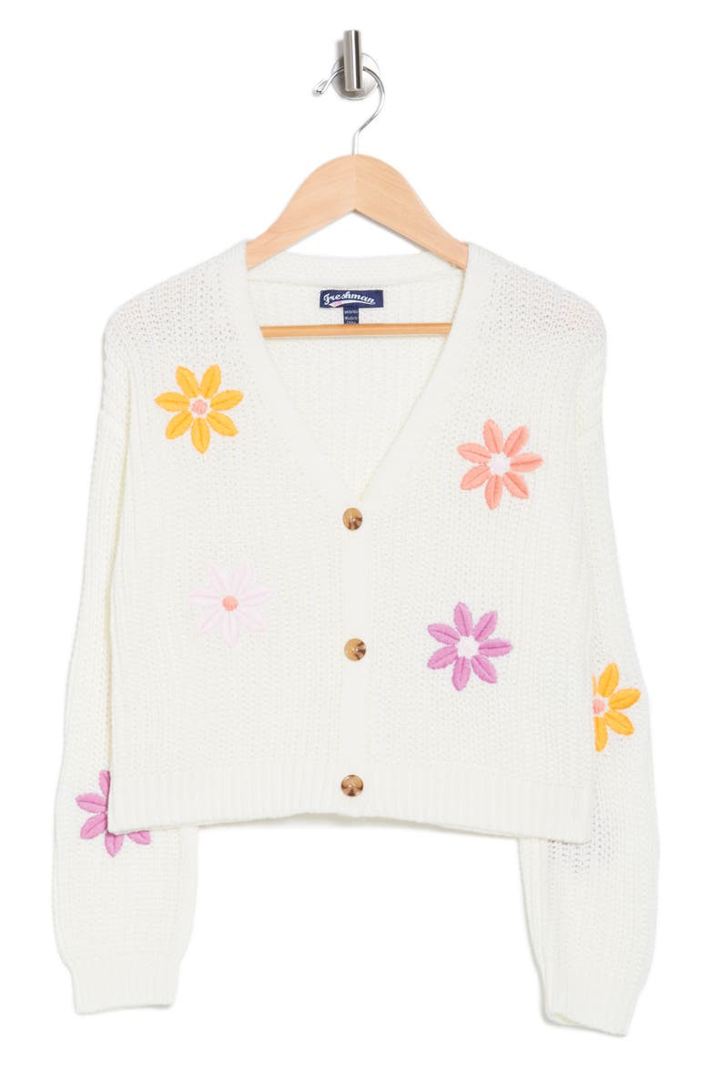Kids' Flower Cardigan, Main, color, EGRET