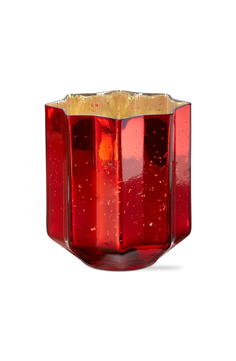 tag Christmas Red Starlight Blown Glass Tealight Candle Holder, Main, color, Red