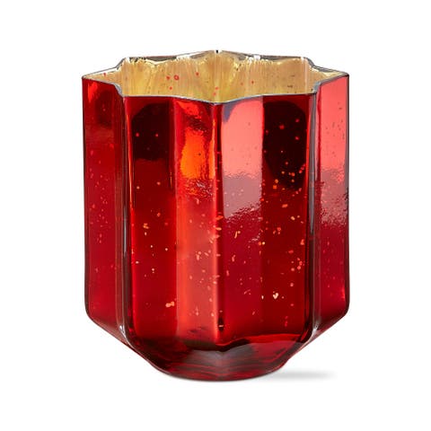 Christmas Red Starlight Blown Glass Tealight Candle Holder