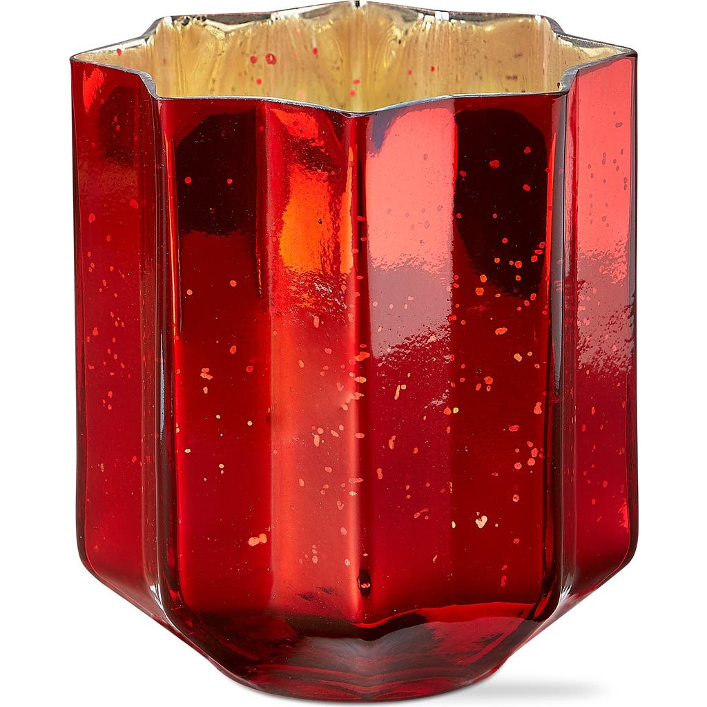 Tag Christmas Red Starlight Blown Glass Tealight Candle Holder In Red