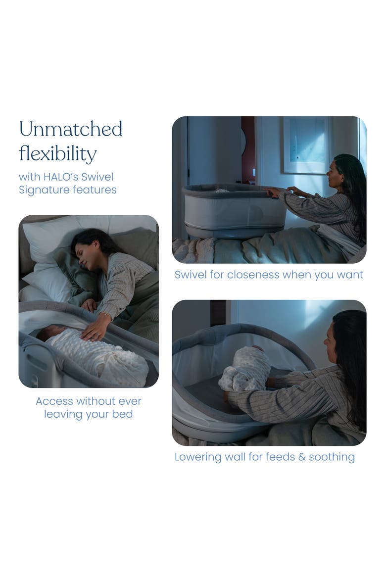 BassiNest Connected Swivel Sleeper 3.0 - Smart Bassinet with AutoSoothe, 360° Swivel, Cry Detection, Rocking, Vibration & Soothing Sounds, Easy Lowering Wall, Alternate, color, Grey - 3.0C