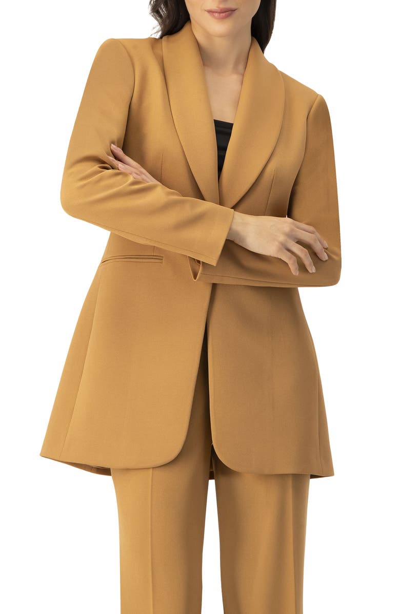 IVONNE Single-Button Shawl Lapel Blazer, Main, color, Camel