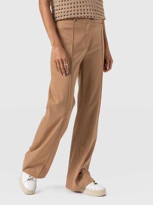 Saint + Sofia Cambridge Tailored Wide Leg Pant In Brown