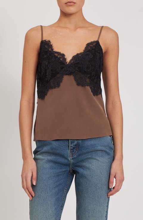 Lace Trim Silk Camisole