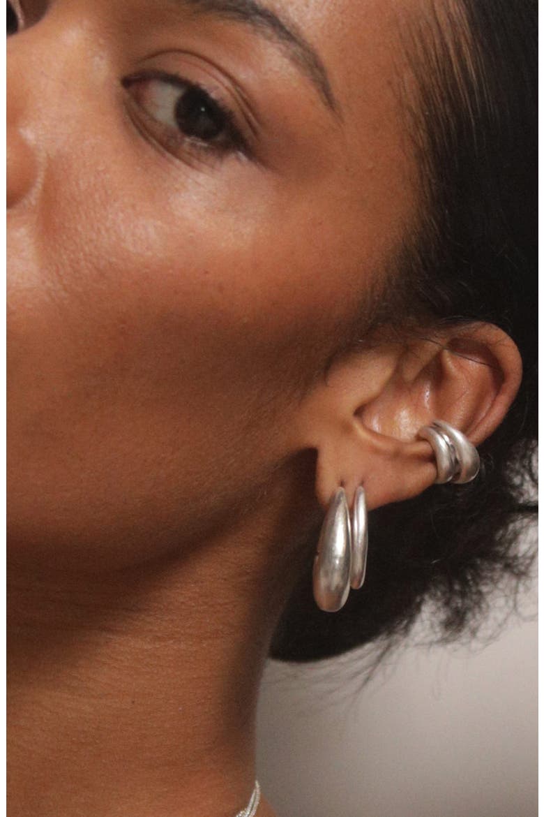 Eclipse Midi Hoops in Silver, Alternate, color, Silver