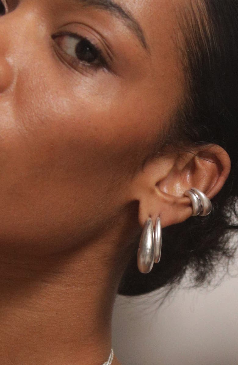 YOJ Eclipse Midi Hoops in Silver, Alternate, color, Silver