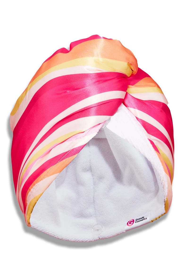 GrandeHAIR Reversible Microfiber & Satin Twist Towel, Main, color, PINK