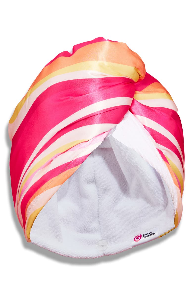 Grande Cosmetics GrandeHAIR Reversible Microfiber & Satin Twist Towel, Main, color, Pink