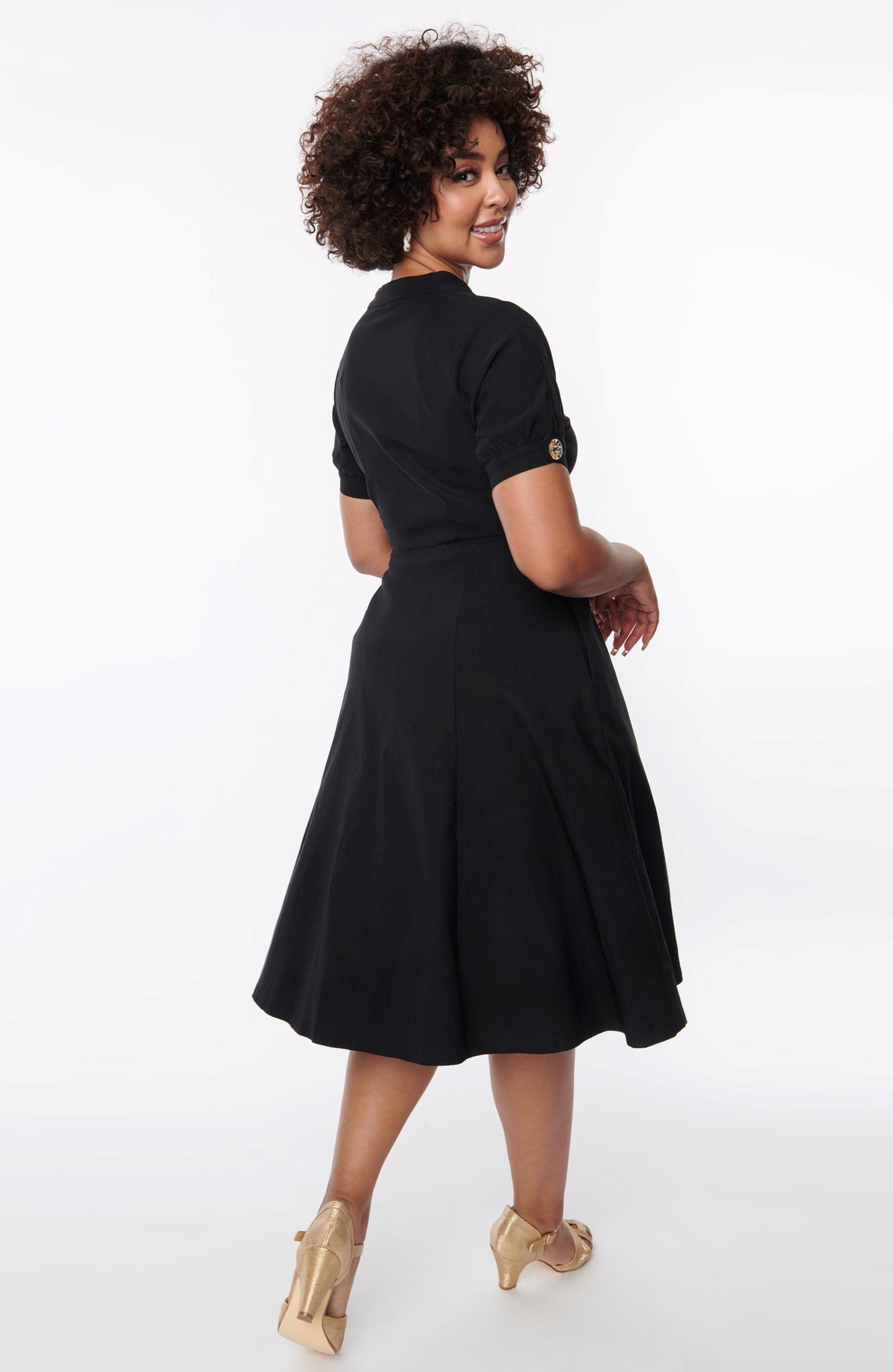 Asymmetrical Button Woven Swing Dress - image 2