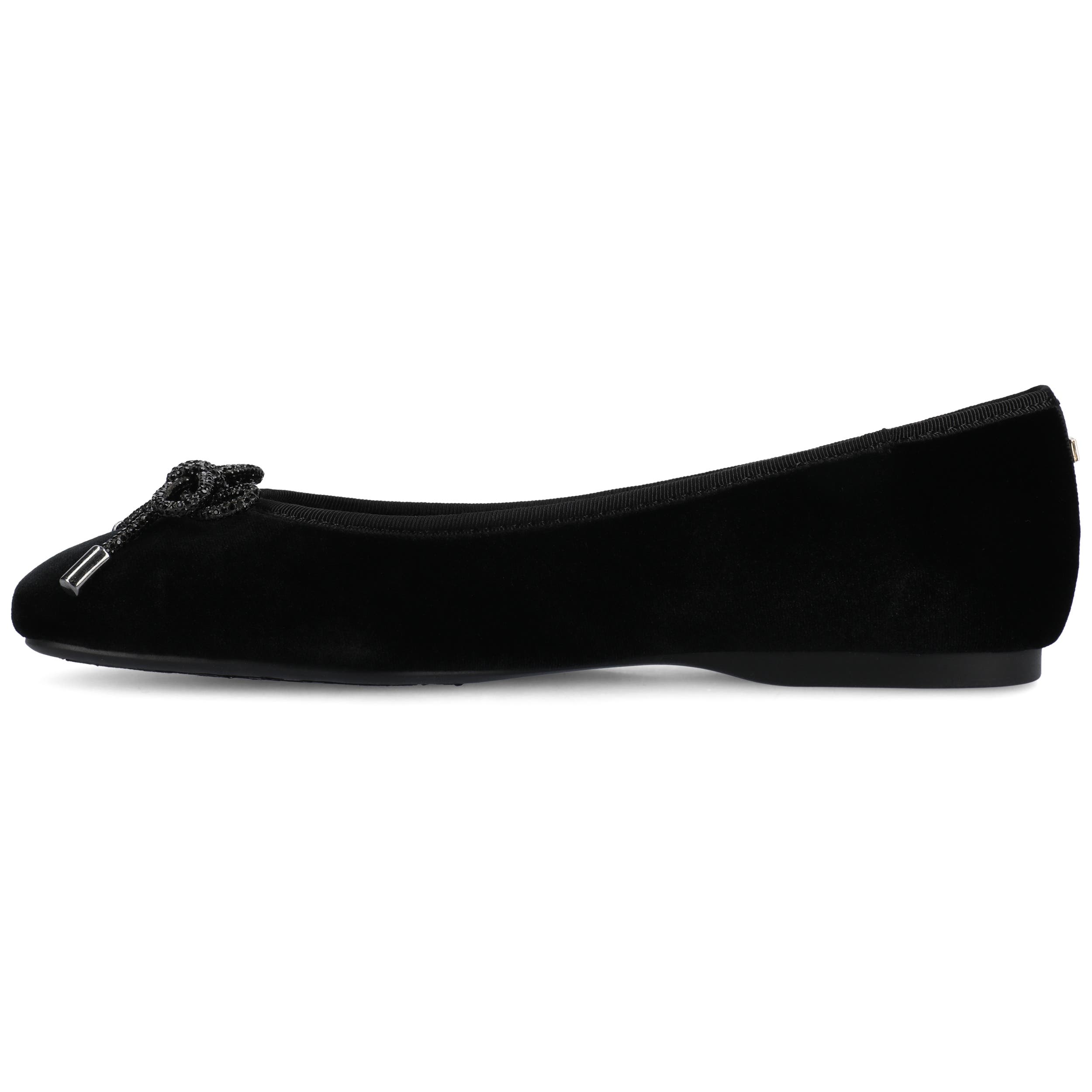 Birdies The Hummingbird Flats, Alternate, color, Black Velvet Jeweled Bow