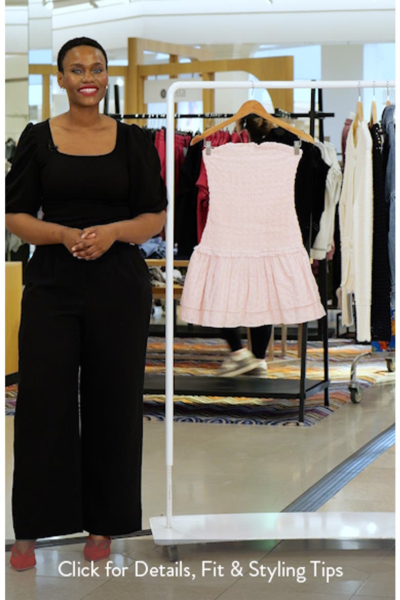 Strapless Smocked Cotton Eyelet Minidress video