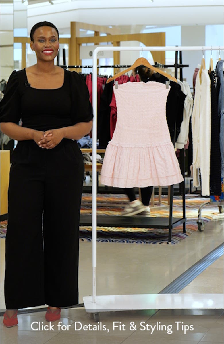 Strapless Smocked Cotton Eyelet Minidress, sales video thumbnail