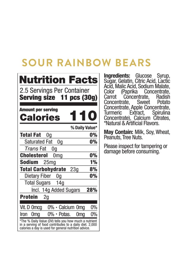 4-Pack Snoopy Sour Rainbow Bears Gummy Candy, Alternate, color, NO COLOR