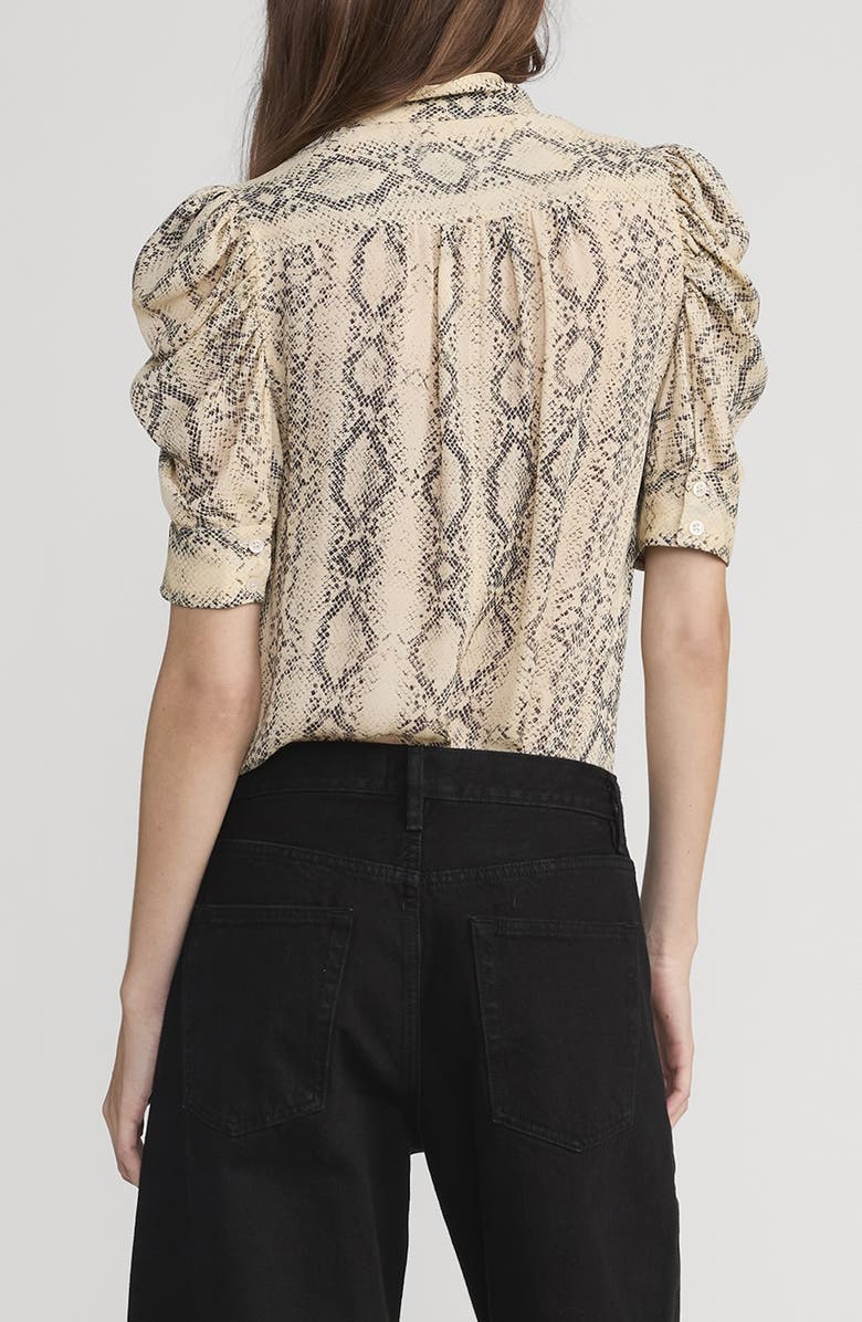 FRAME The Gillian Snake Print Puff Sleeve Silk Top, Alternate, color, Camel Multi