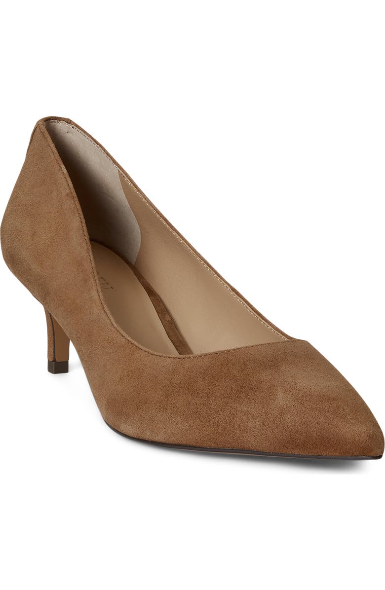 Lauren Ralph Lauren Adrienne Pointed Toe KItten Heel Pump, Main, color, Light Tobacco