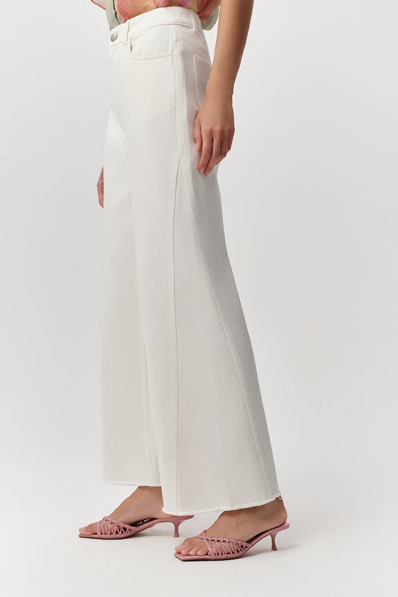 Savanah High Waist Wide Leg Denim Trousers, Alternate, color, Bone