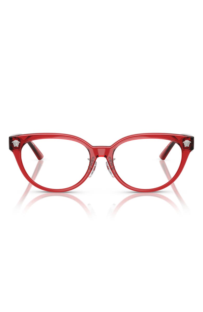 Versace 54mm Pillow Optical Glasses, Main, color, Trans Red