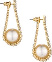 Ettika Pave Crystal & Imitation Pearl Front/Back Earrings