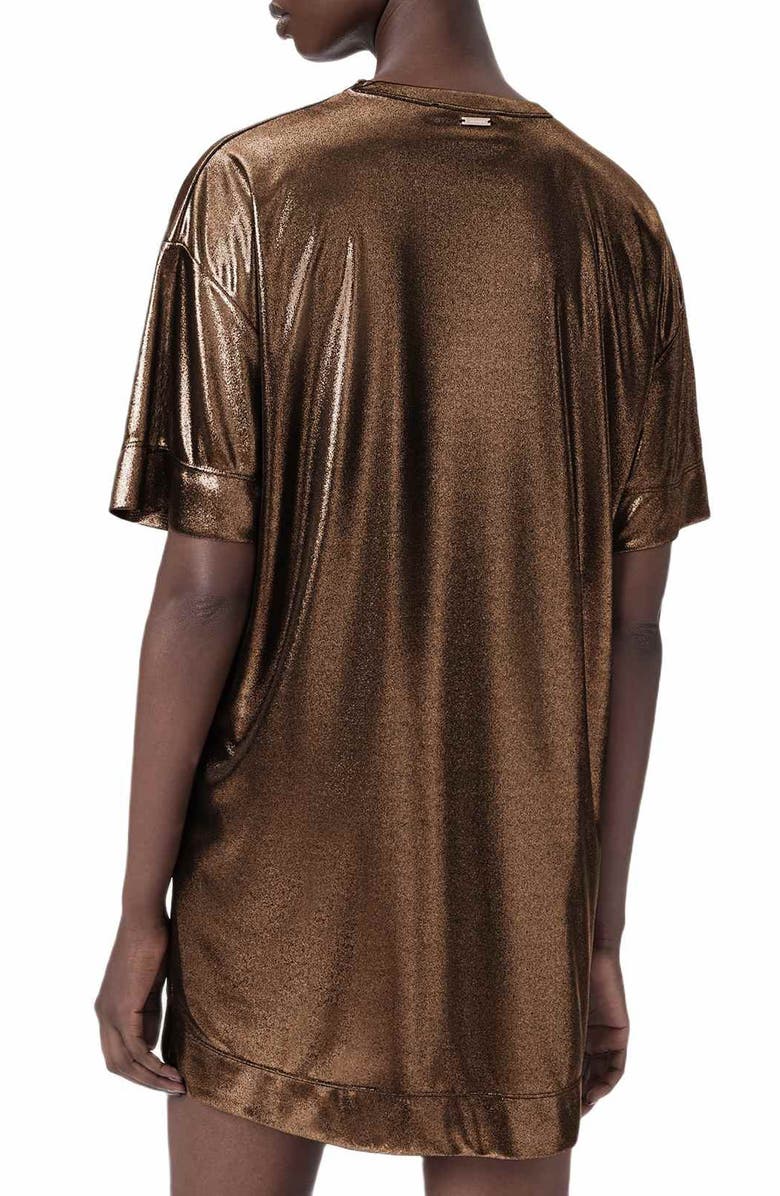 AllSaints Sparkle T-Shirt Minidress, Alternate, color, Bronze