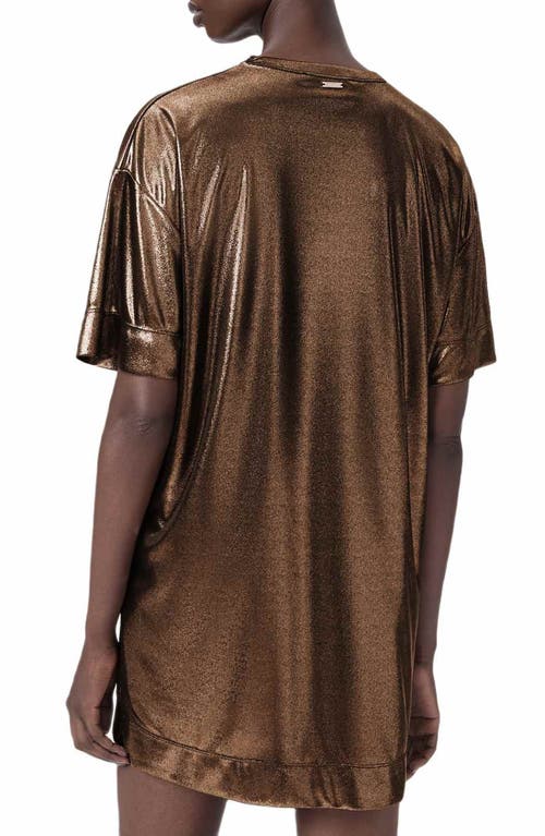 Allsaints Sparkle Mini T-shirt Dress In Brown
