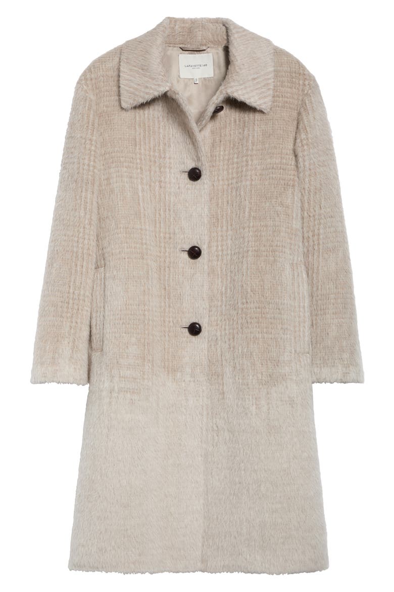Glen Plaid Alpaca & Wool Coat, Alternate, color, HICKORY MULTI