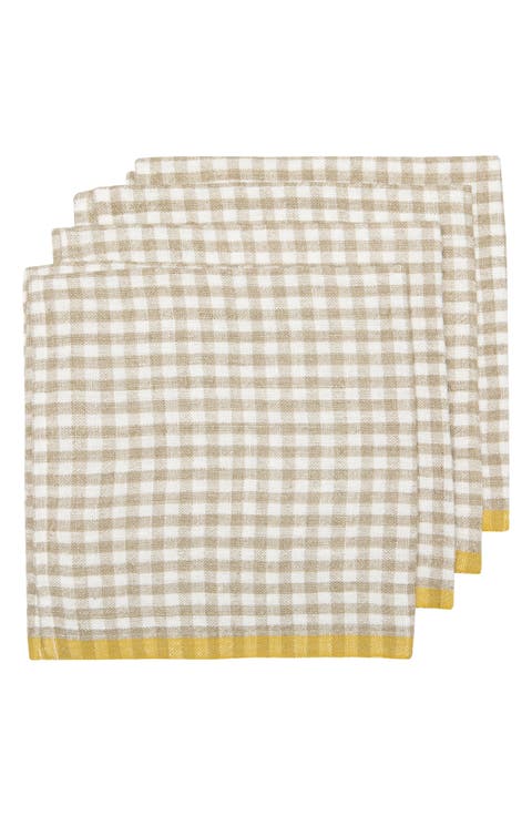 Set of 4 Two-Tone Gingham Napkins