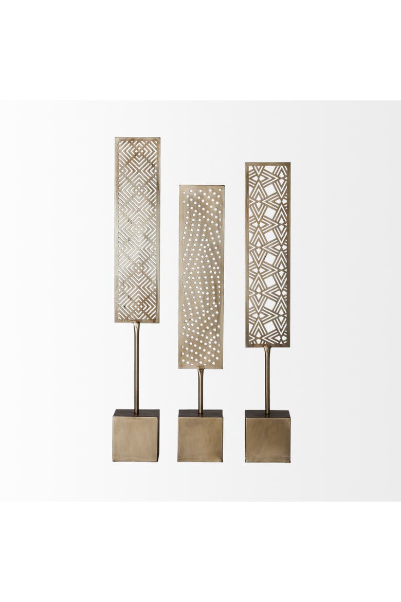 Arondale Set of 3 4L x 12W Decorative Objects, Alternate, color, Metallic Gold