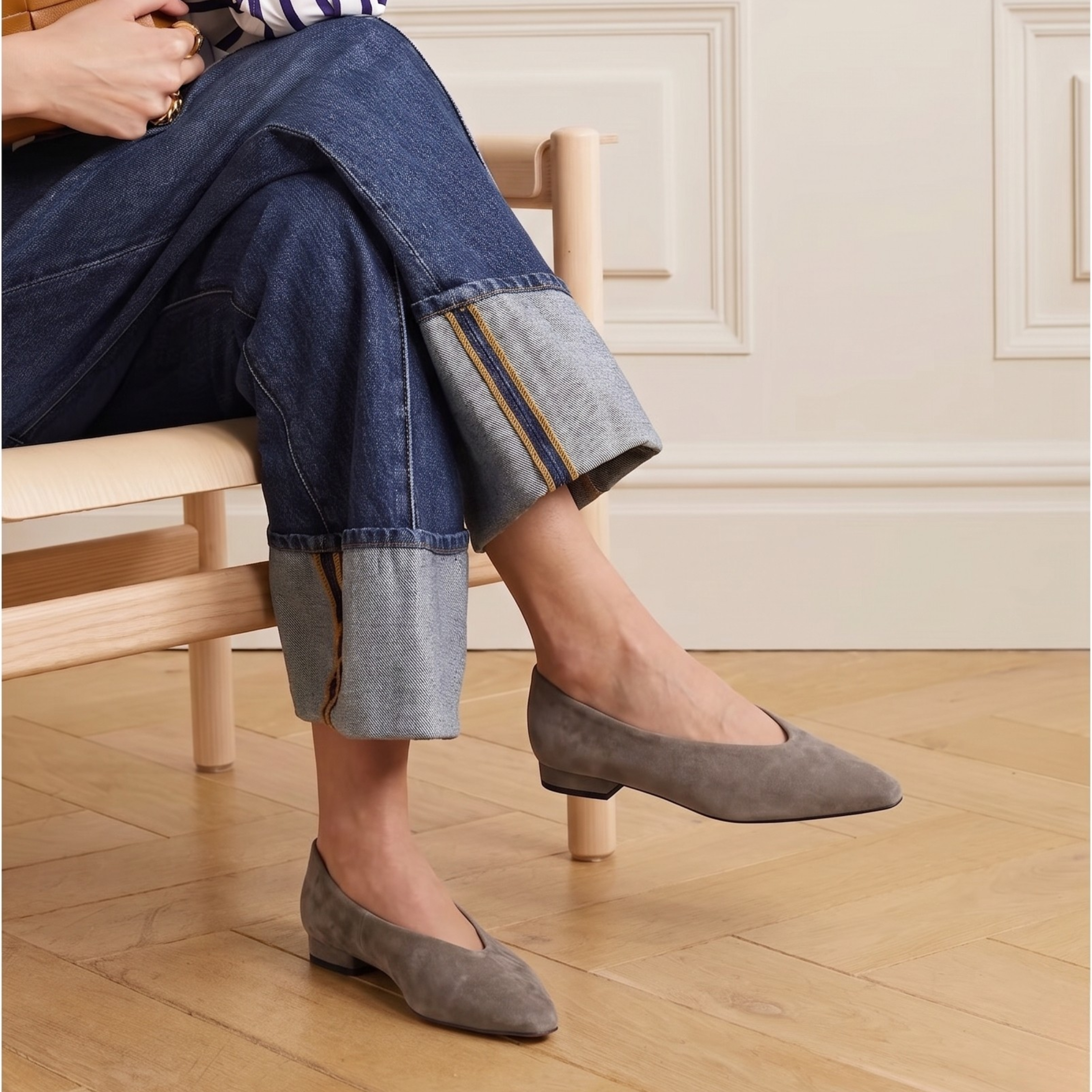 Riley Suede Ballet Flats, Alternate, color, Taupe