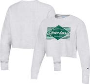 Champion Women's Champion Heather Gray Michigan State Spartans Reverse Weave Cropped Pullover Sweatshirt