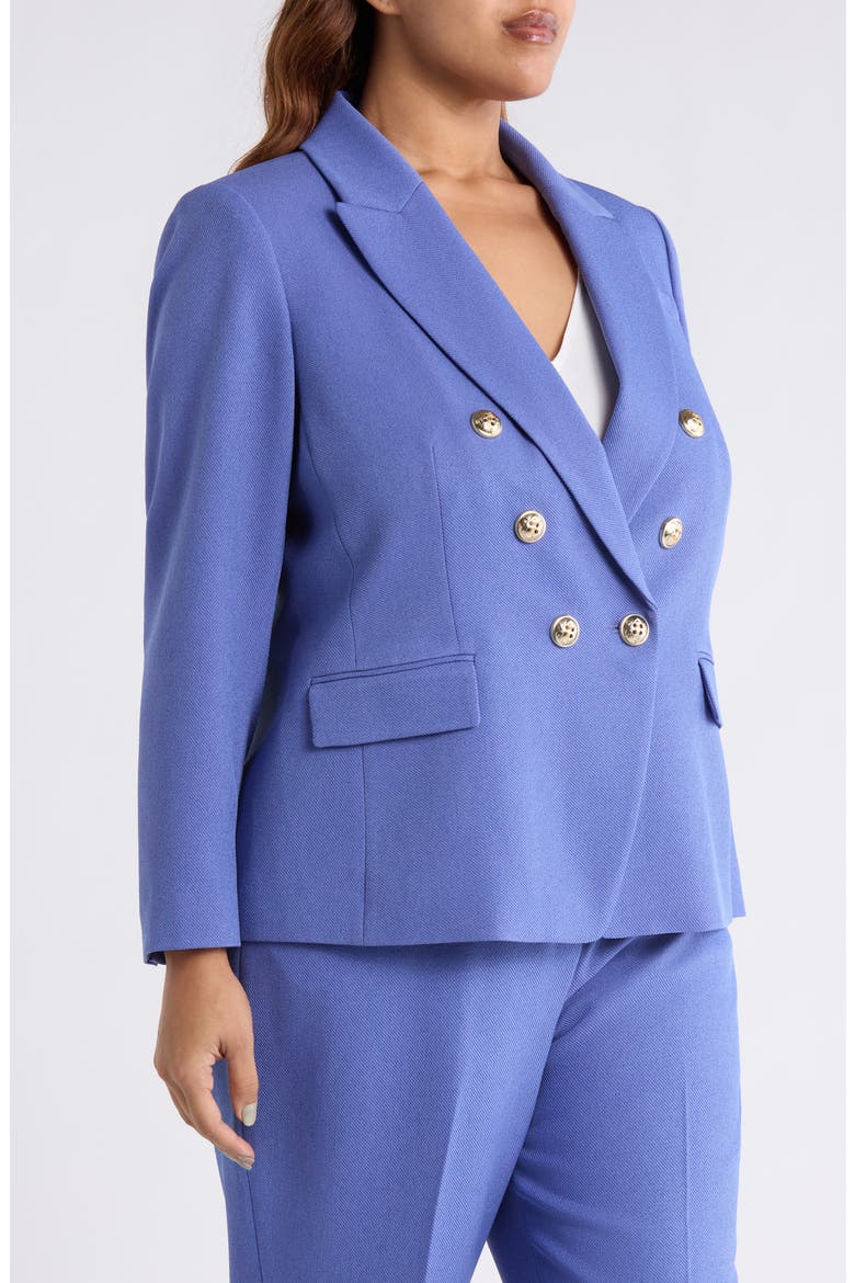 Double Breasted Twill Blazer, Alternate, color, DEEP PERI