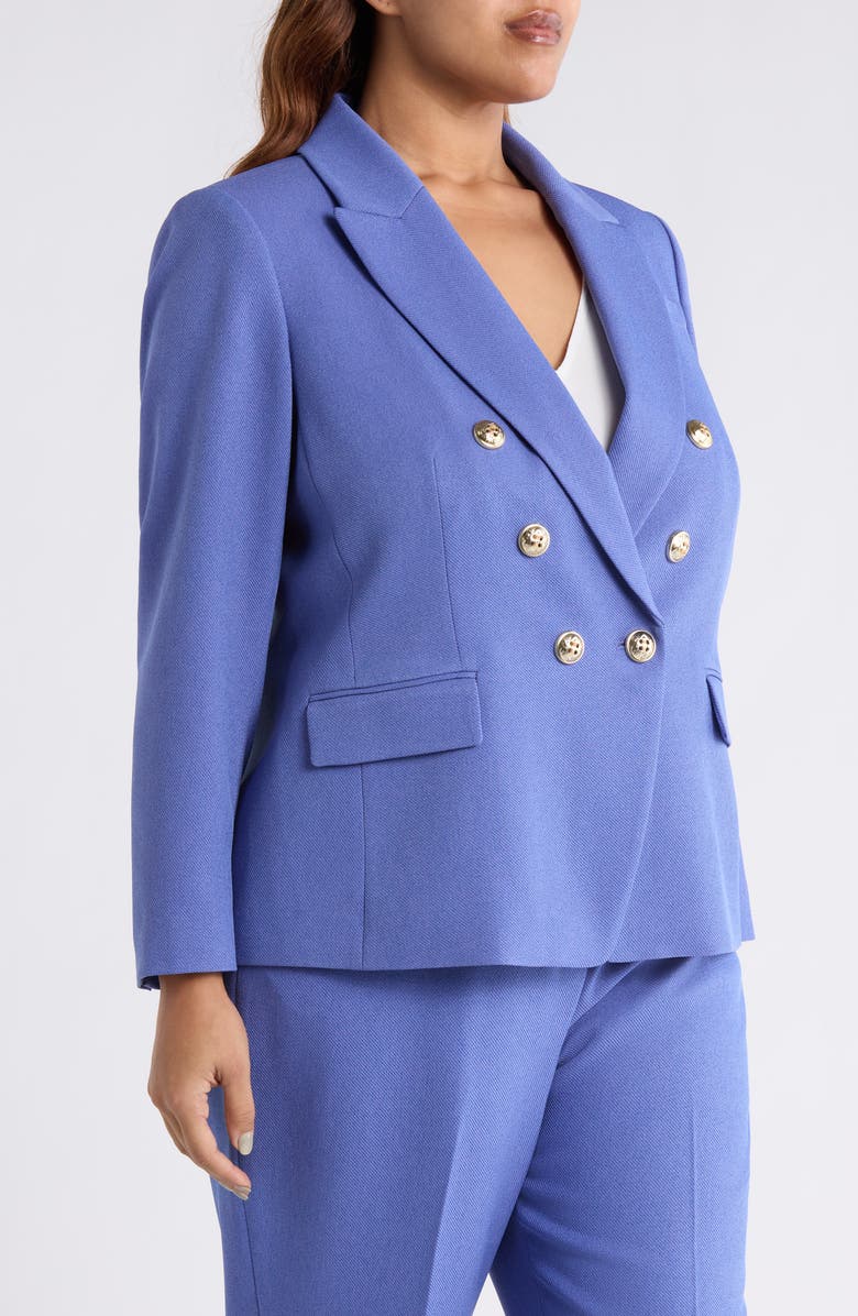 Tahari ASL Double Breasted Twill Blazer, Alternate, color, Deep Peri