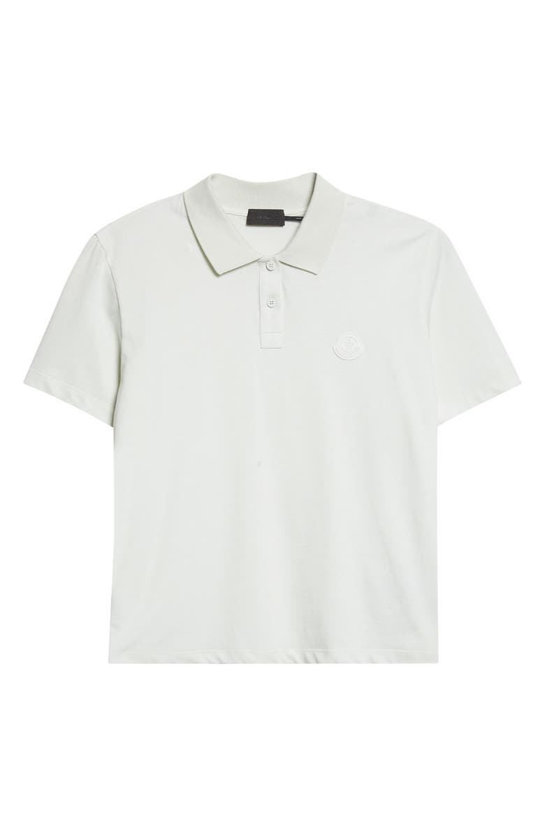 Moncler Pleated Back Mixed Media Polo, Main, color, Ice