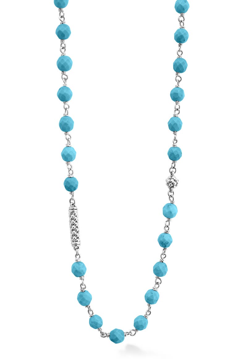 Caviar Icon Turquoise Bead Dual Layer Necklace, Main, color, TURQUOISE