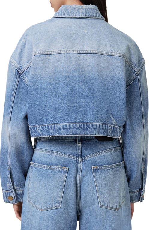 Allsaints Aki Crossover Denim Jacket In Light Indigo